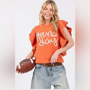 Sewn + Seen Ruffle Sleeve Game Day Sweater